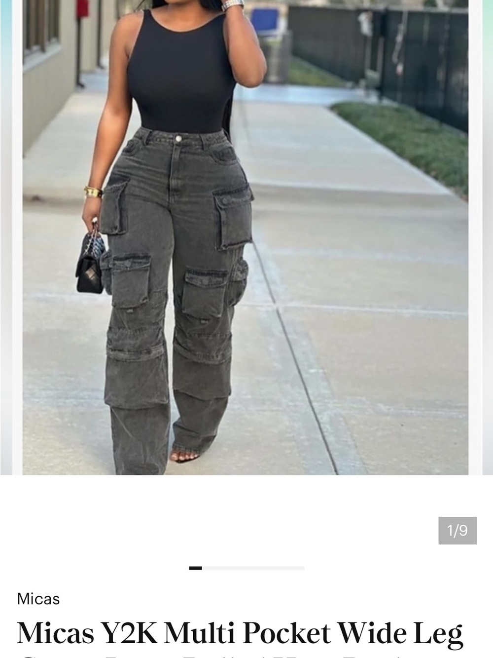 Micas High-Rise Multi-Pocket Wide Leg Jeans - Charcoal